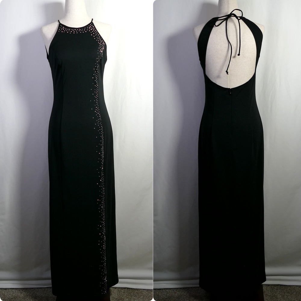VTG Zum Zum Y2K Fairy Grunge Whimsigoth‎ Maxi Dress Size 5/6 Rhinestone Halter